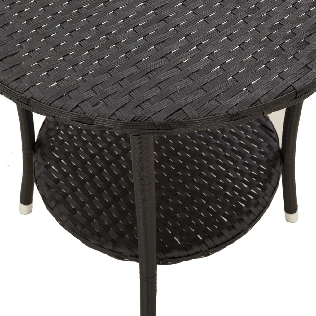 Cadeiras jardim reclináveis 2 pcs com mesa vime PE preto
