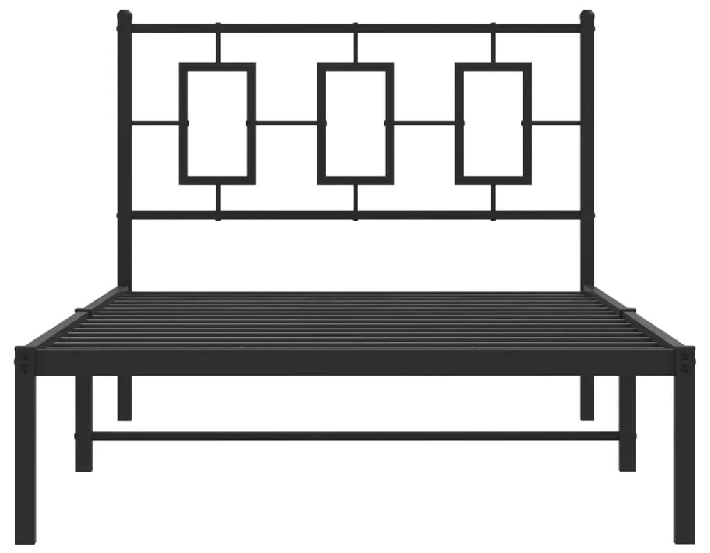 Estrutura de cama com cabeceira 100x190 cm metal preto