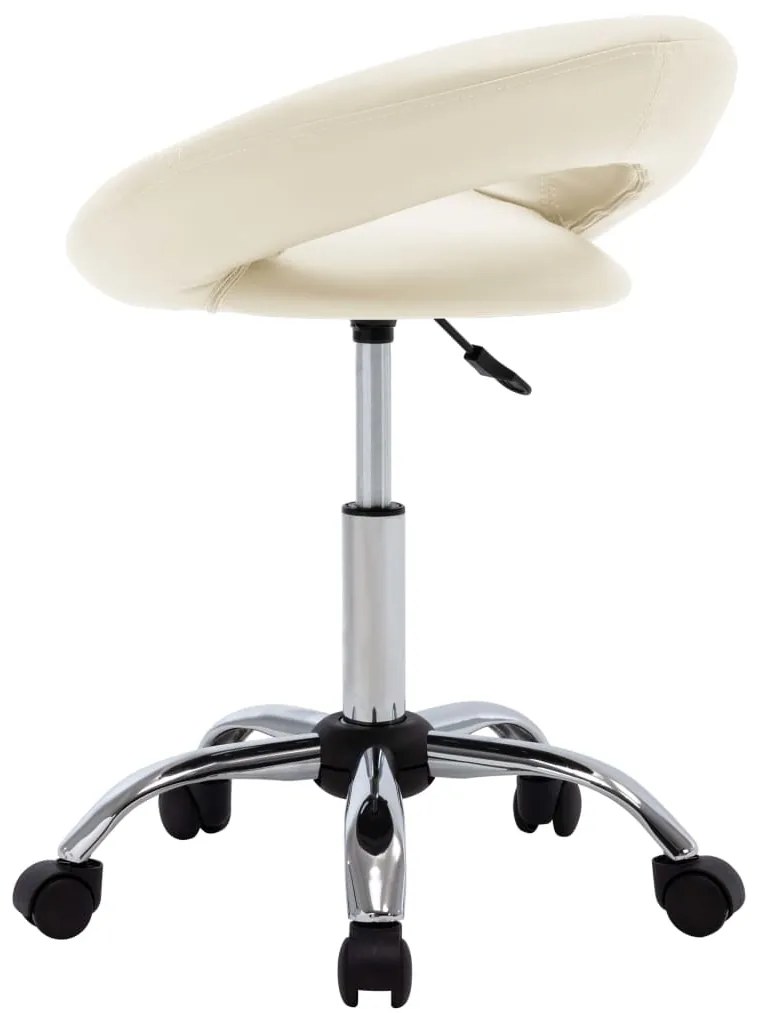 Cadeira de trabalho com rodas couro artificial cor creme