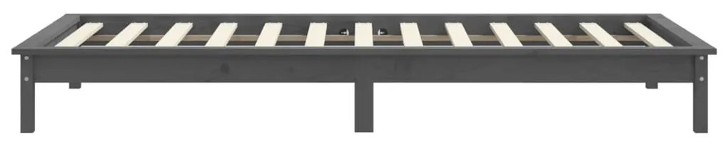 Estrutura cama pequena solteiro 75x190 cm pinho maciço cinzento