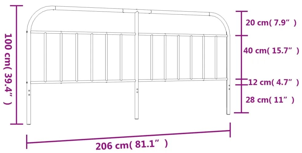 Cabeceira de cama 200 cm metal preto