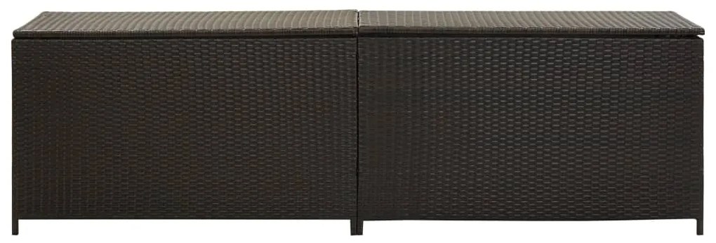 Caixa de arrumação para jardim 200x50x60 cm vime PE castanho