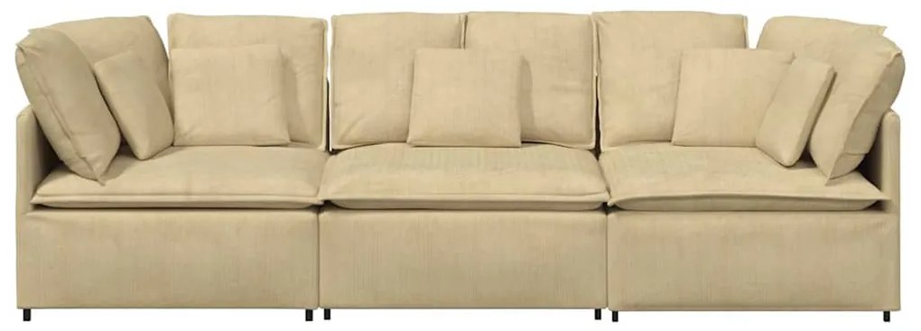 Sofá modular com almofadas tecido corduroy verde cinzento