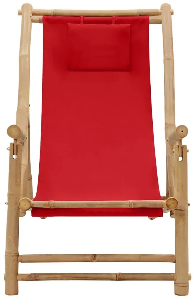 Cadeira de terraço de bambu e lona vermelho