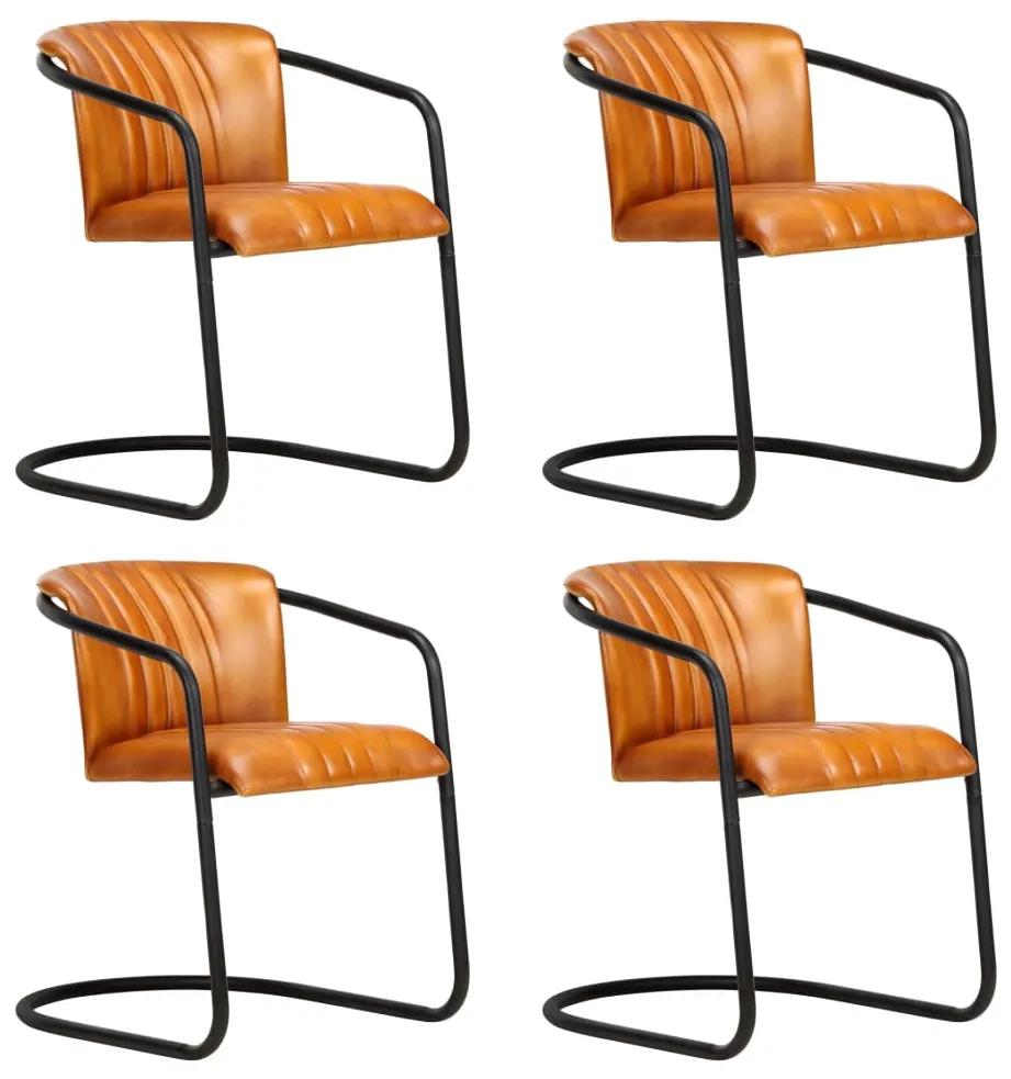 3051380 vidaXL Cadeiras de jantar 4 pcs couro genuíno bronze