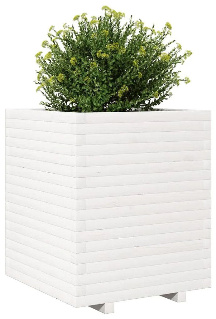 Vaso/floreira de jardim 60x60x72 cm pinho maciço branco