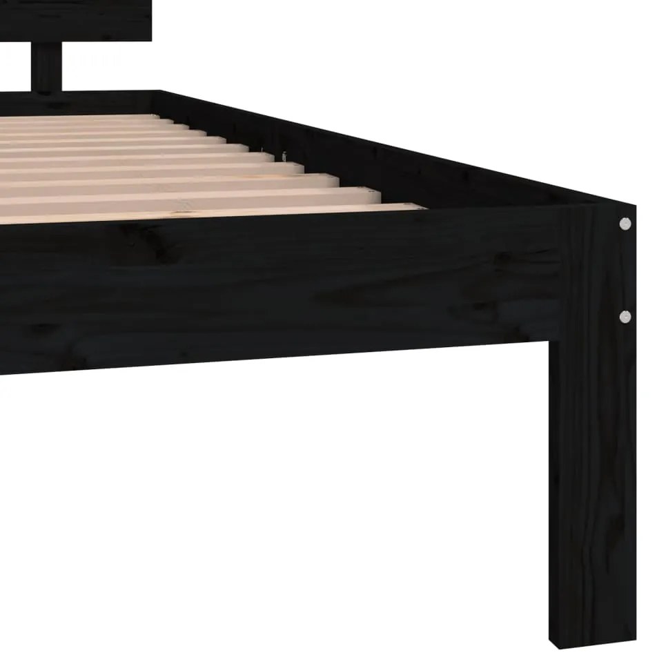 Estrutura de cama 140x200 cm pinho maciço preto