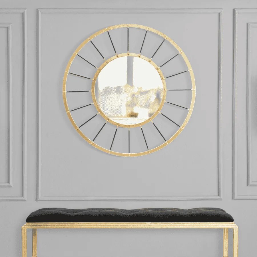 ESPELHO DE PAREDE GLAM DARK Ø 81X6,5 CM (ESPELHO CM Ø 41,5) DOURADO E PRETO