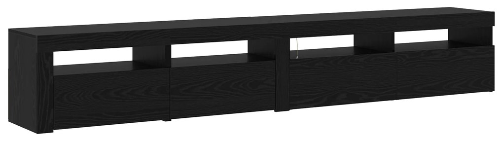 Armários de TV 2 pcs com Luzes LED Carvalho Preto Madeira Engenheirada