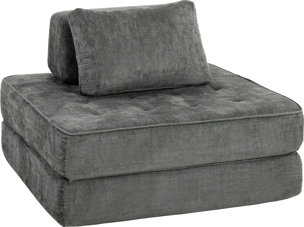 HOMCOM 2-em-1 Boneless Cloud poltrona de chão, sofá de chenille dobrável com almofada de suporte grossa, Cinza | Aosom Portugal