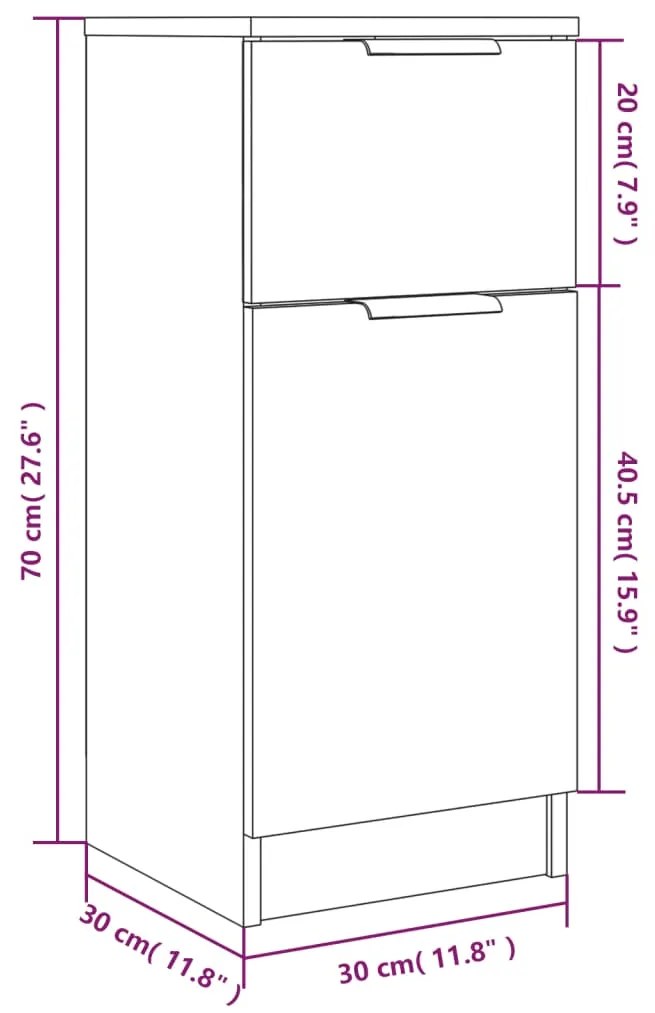 Aparadores 2pcs 30x30x70 cm madeira processada carvalho sonoma