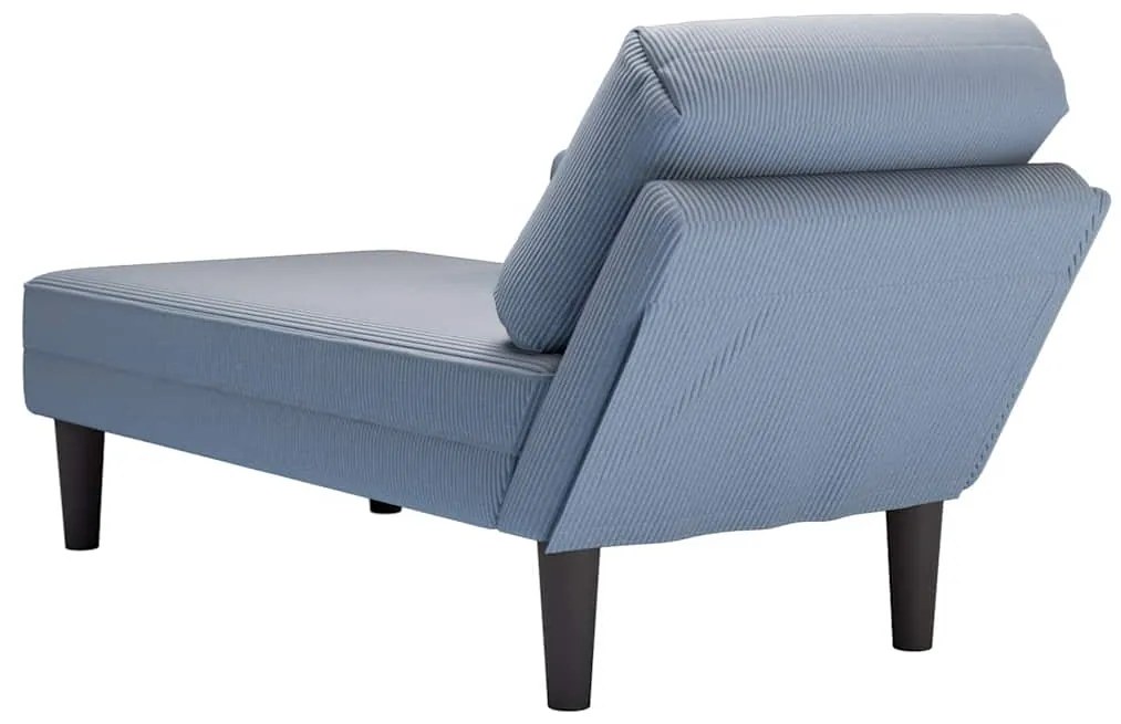 Chaise lounge com almofada tecido corduroy azul