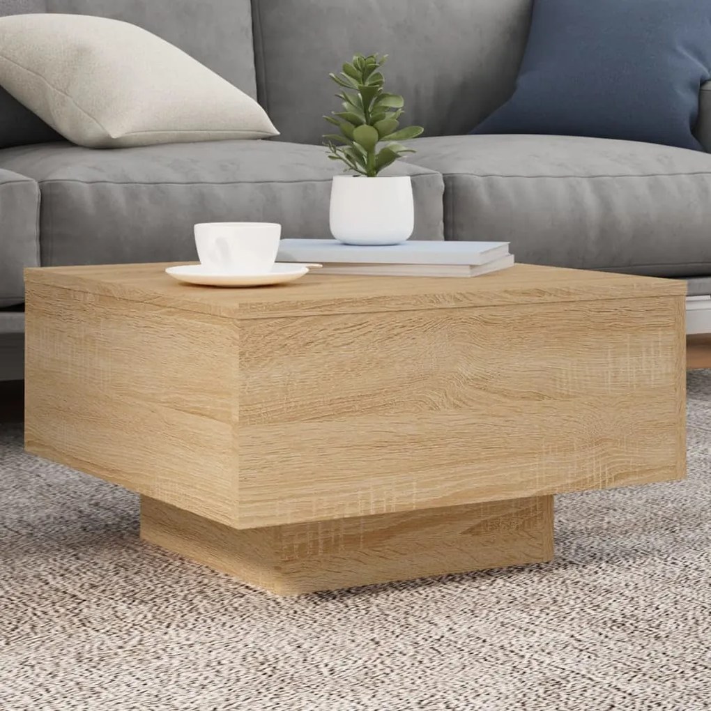 vidaXL Mesa de centro 55x55x31 cm derivados de madeira carvalho sonoma