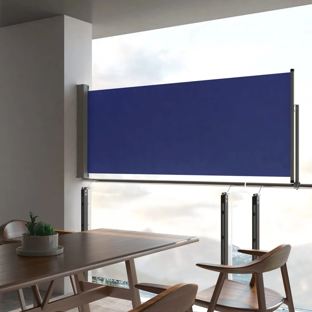 vidaXL Toldo lateral retrátil para pátio 100x300 cm azul