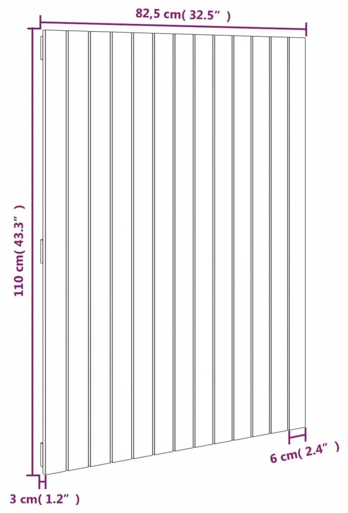 Cabeceira de parede 82,5x3x110 cm madeira de pinho maciça