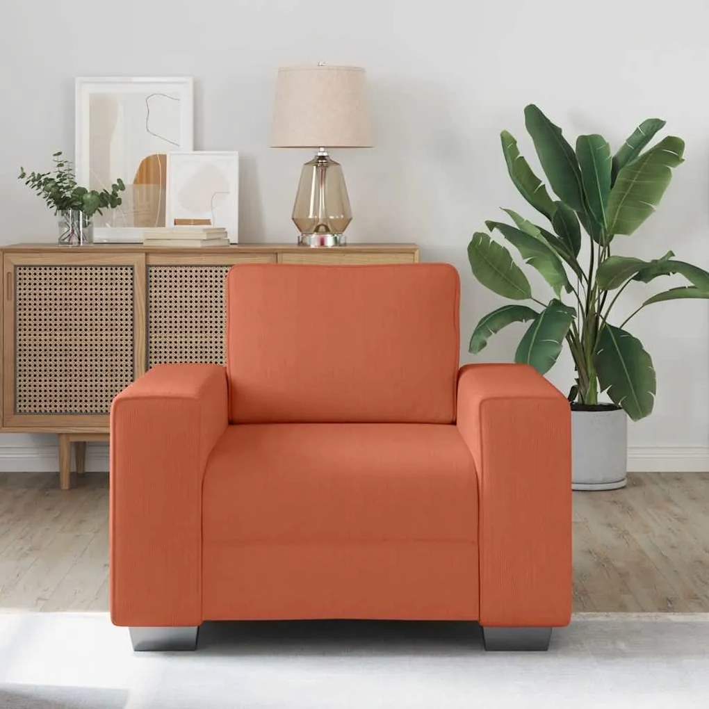 Poltrona 60 cm tecido corduroy laranja vermelho