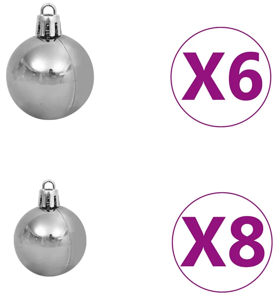 Árvore Natal artificial pré-iluminada c/ bolas e pinhas 180 cm