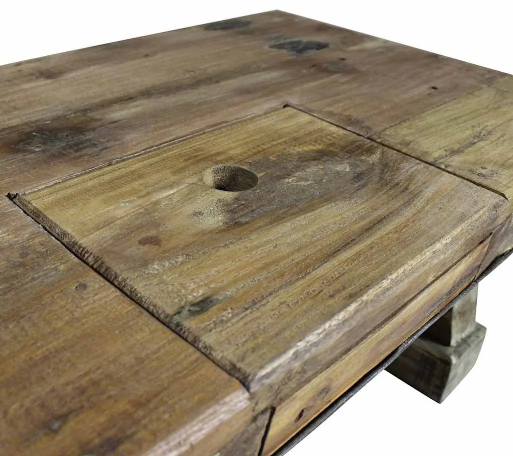 Mesa de centro 90x50x35 cm mistura de madeiras recicladas