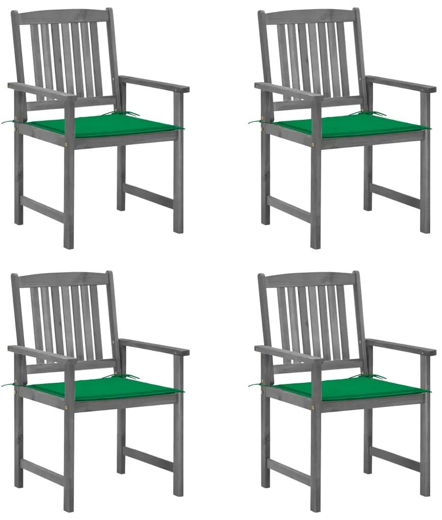 Cadeiras de jardim com almofadões 4 pcs acácia maciça cinza