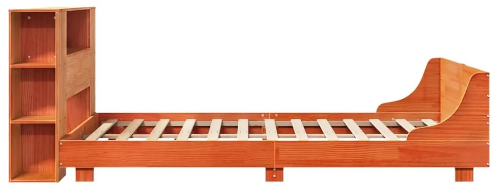 Cama sem colchão 120x190 cm madeira pinho maciça castanho-mel