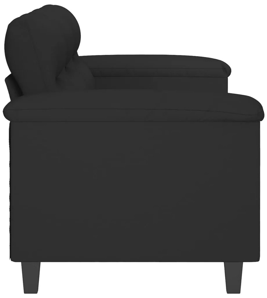 Sofá de 3 lugares 180 cm tecido de microfibra preto
