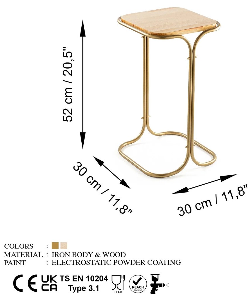 Mesa de Centro Shb-001-C – Dourado Natural – 30x52x30 cm | Tribo Home