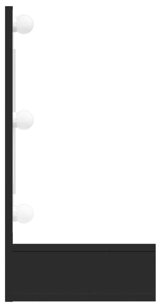 Toucador de Parede com Luzes LED - 90x31,5x62 cm - Cor Preto