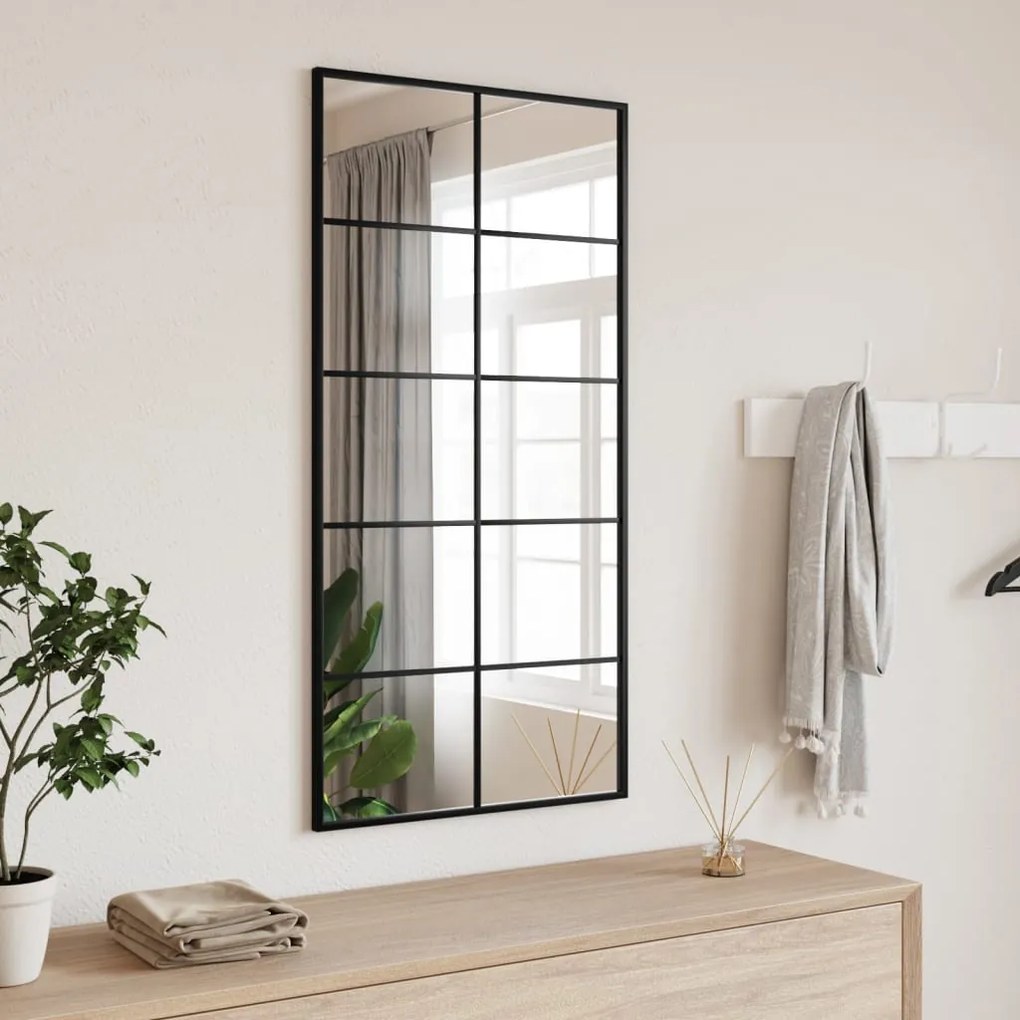 vidaXL Espelho de parede retangular 50x100 cm ferro preto