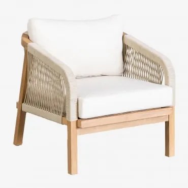 Pack De 2 Cadeirões De Jardim Em Madeira De Acácia Dubai Castanho Acácia Rústico & Tecido Gardénia Branco - Sklum