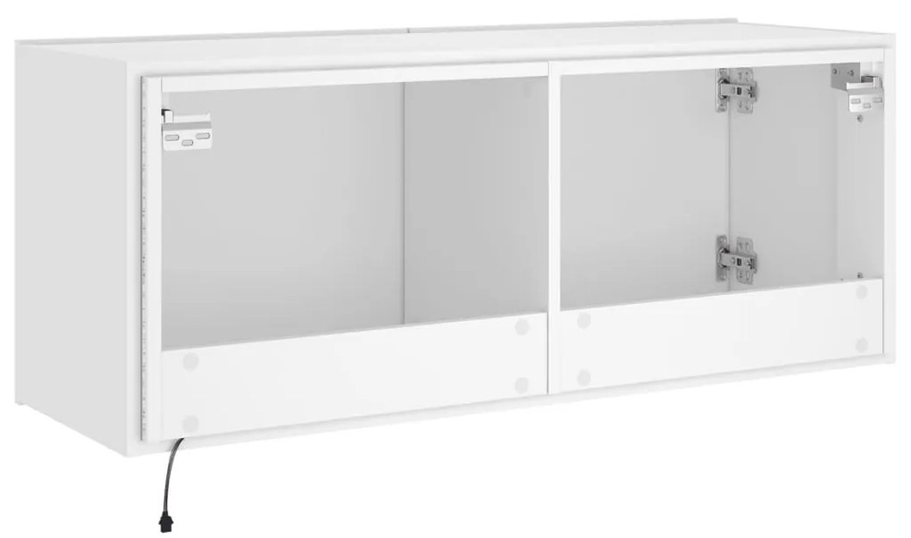 Móvel de parede para TV com luzes LED 100x35x41 cm branco