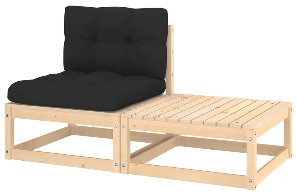 2 pcs conjunto lounge de jardim com almofadões pinho maciço