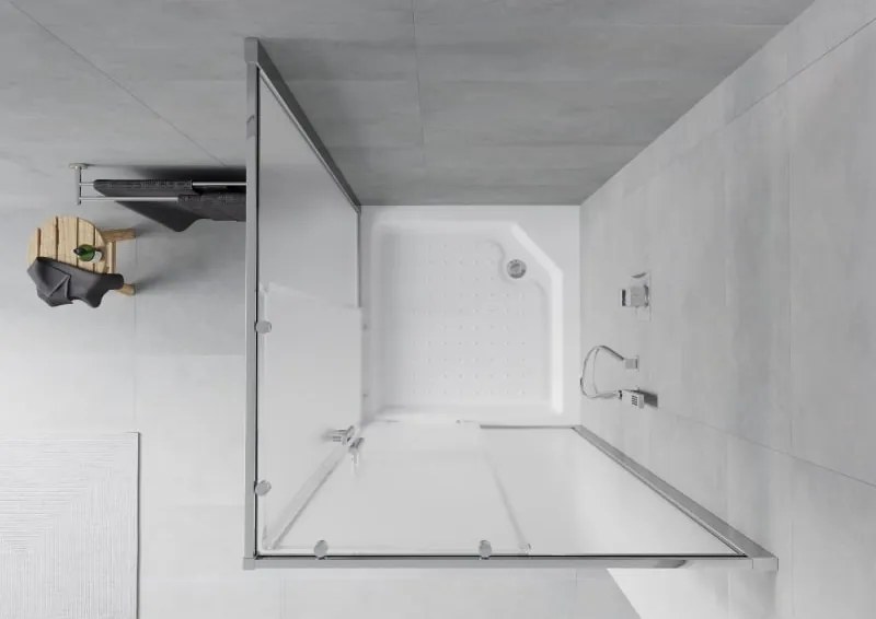Mexen Rio cabine de duche quadrada 90 x 90 cm, fosca, cromada + base de duche, branca - 860-090-090-01-30-4510