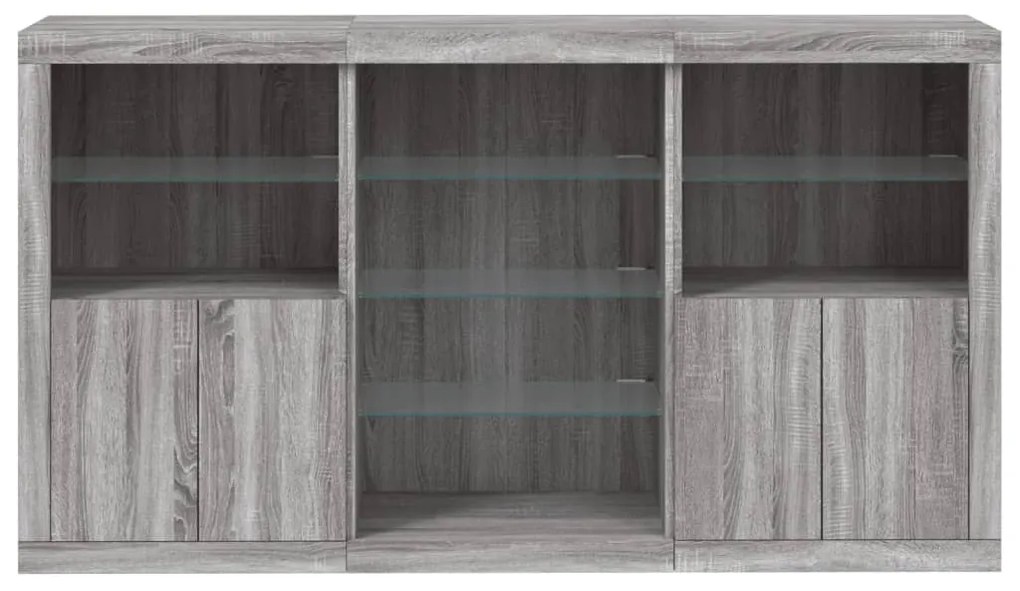 Aparador com luzes LED 181,5x37x100 cm cinzento sonoma