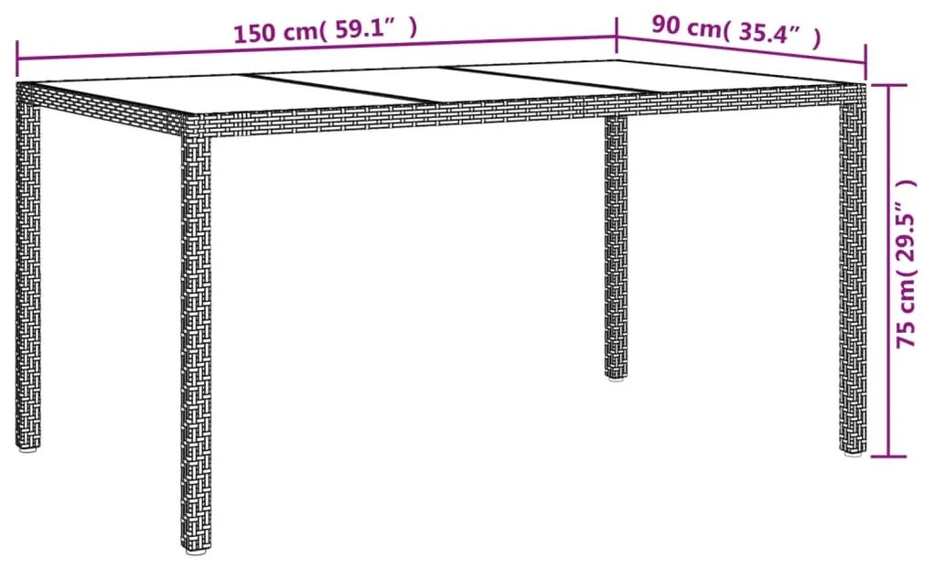 7 pcs conjunto de jantar p/ jardim c/ almofadões vime PE preto