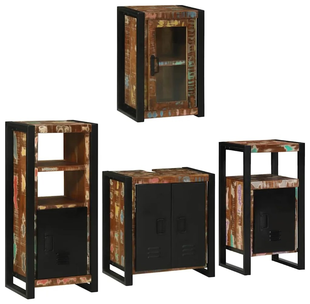 vidaXL Conjunto de Móveis para Banheiro com prateleira com porta 4 pcs