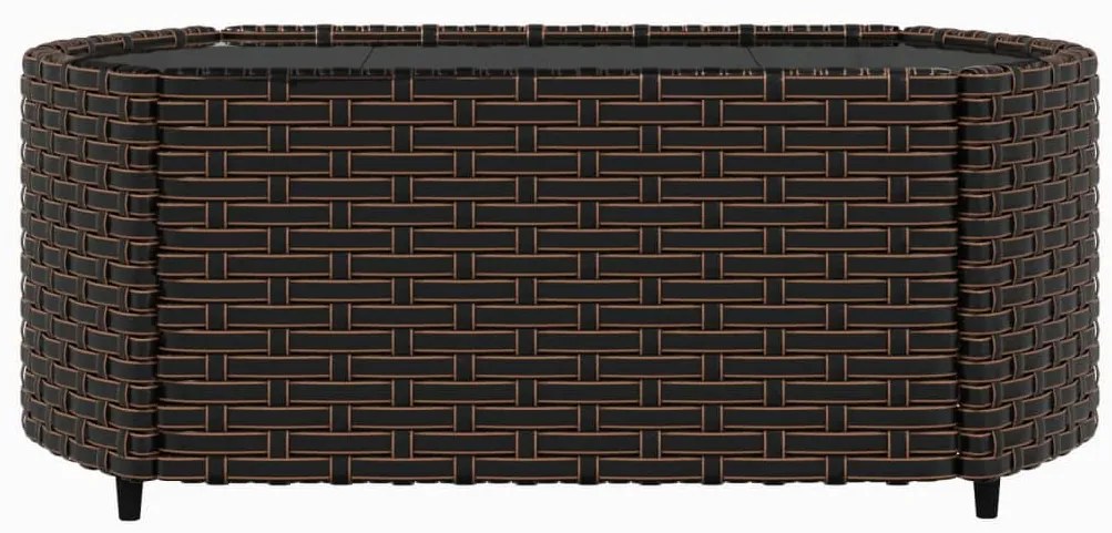 4 pcs conjunto lounge jardim c/ almofadões vime PE castanho