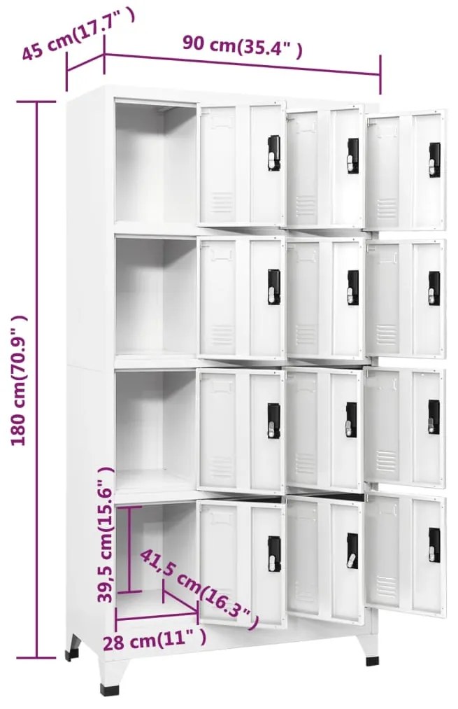 Cacifo aço 90x45x180 cm branco