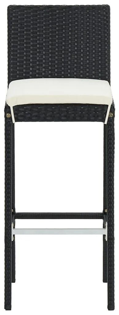 5 pcs conjunto de bar para jardim vime PE/acácia maciça preto