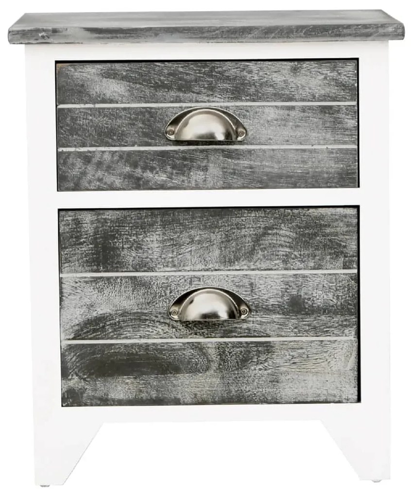 Mesa-de-cabeceira 38x28x45 cm madeira paulownia cinzento/branco