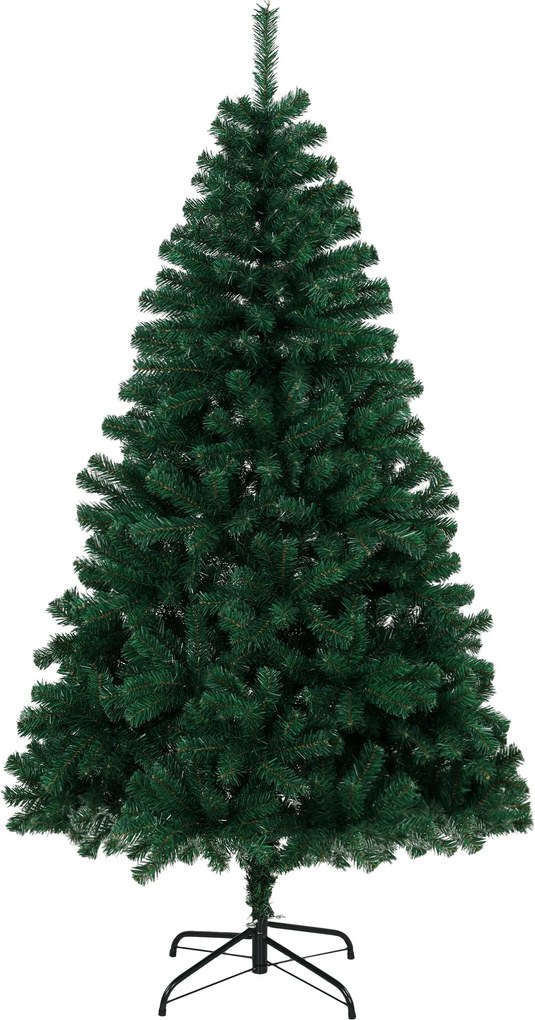 HOMCOM Árvore de Natal 180 cm Artificial com 700 Ramos Retardantes de Chamas e Base em Aço Dobrável, Verde | Aosom Portugal