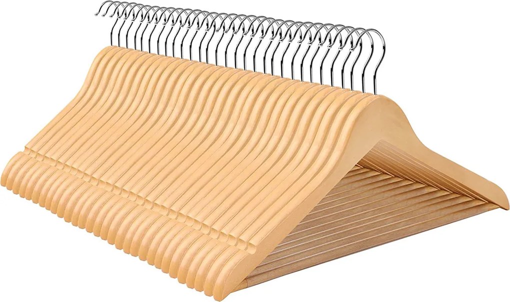 Conjunto de 30 Cabides 44,5 x 1,2 x 23 cm de madeira maciça cor natural