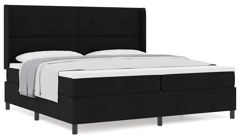 Cama com Estrado e Colchão Preto 200x200 cm Tecido
