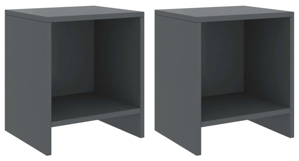 Mesas de cabeceira 2pcs 35x30x40cm pinho maciço cinzento-escuro