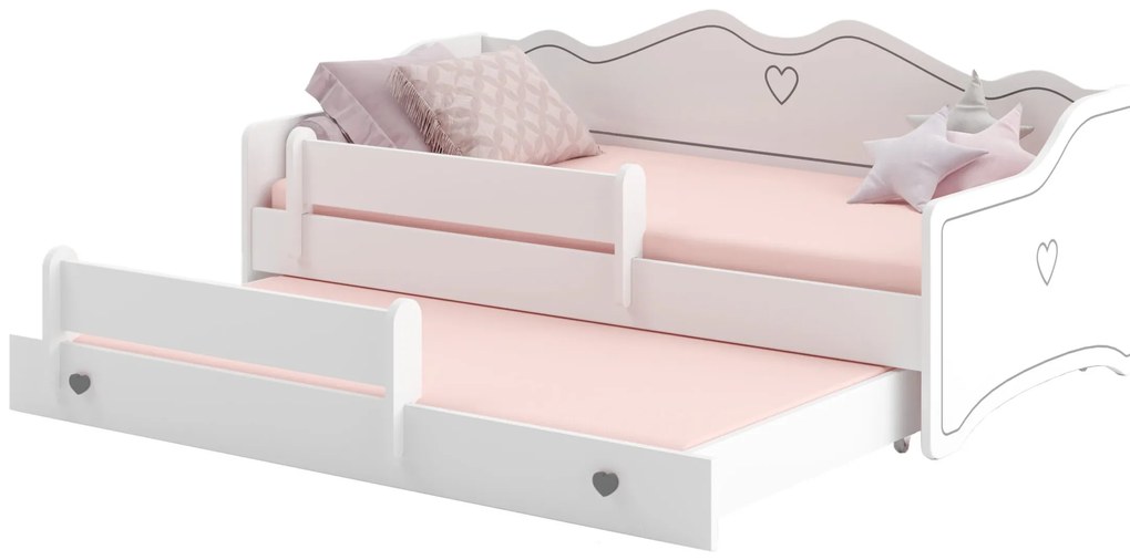 Cama infantil dupla Emma II 160x80 cinza/branco - colchão e estrado incluído