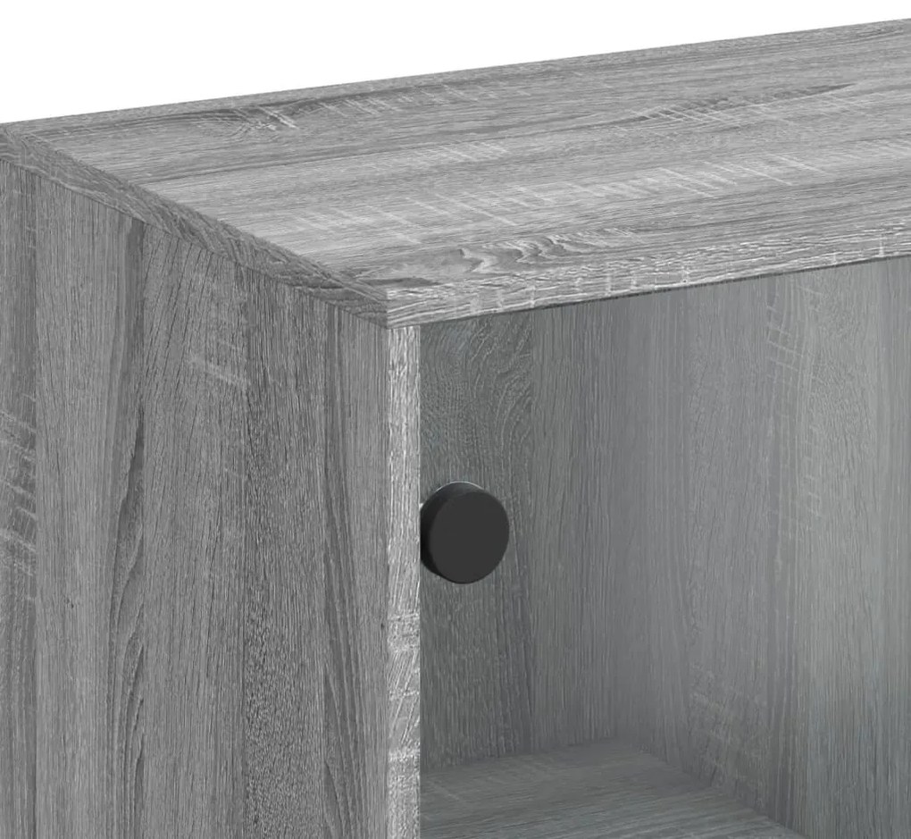 Armário de apoio c/ portas de vidro 69x37x100 cm cinza sonoma