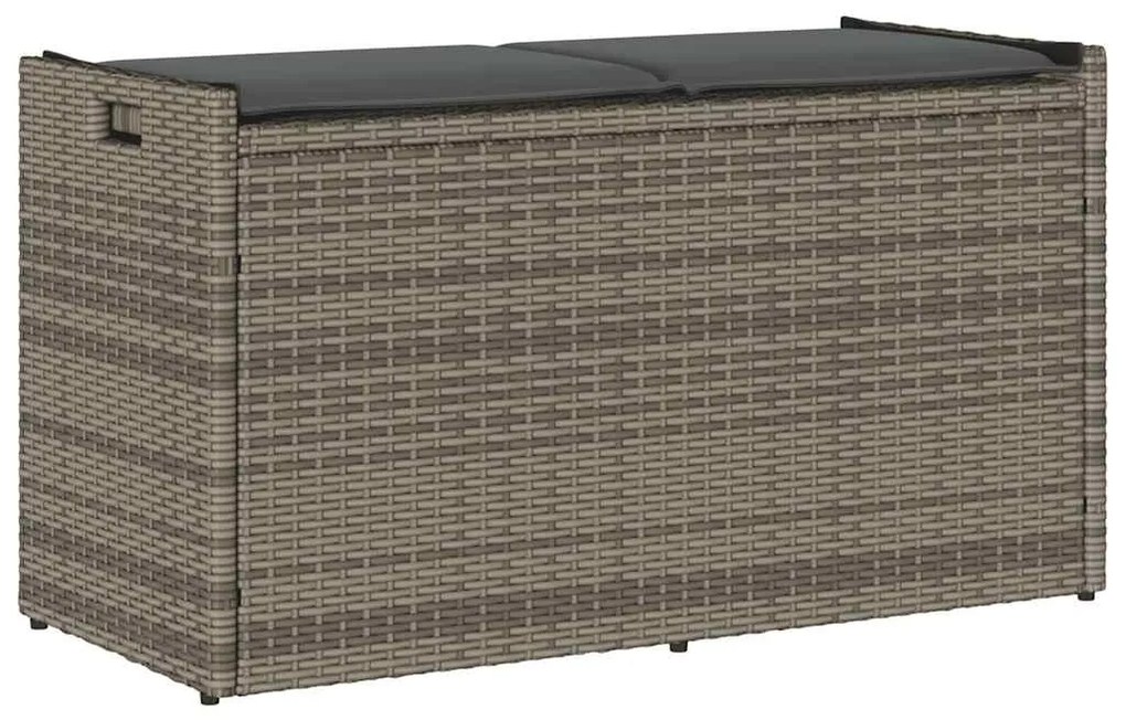 vidaXL Banco de arrumação exterior com almofadão 100 cm vime PE