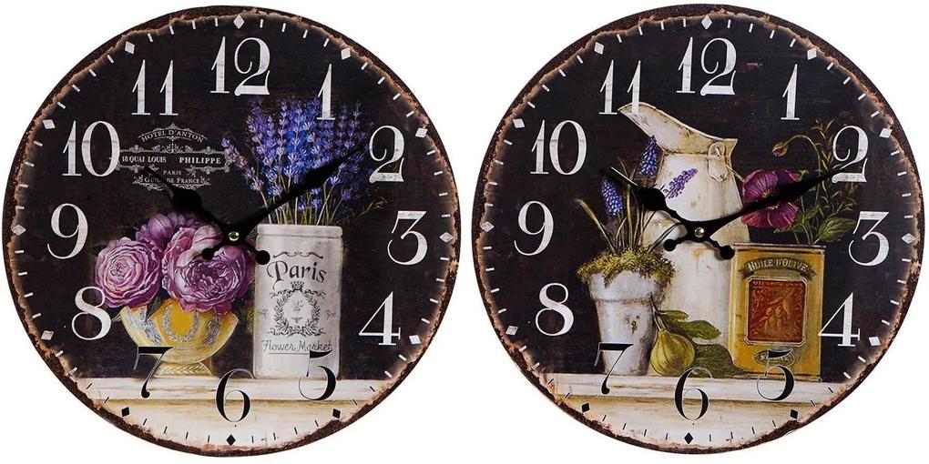 Relógio de Parede DKD Home Decor Madeira MDF Vaso (2 pcs) (34 x 3 x 34 cm)