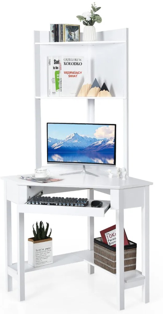 Secretária Canto para computador com estante lateral Canto de trabalho Espaço de trabalho Cubículo de escritório de escritório em casa 70 x 70 x
