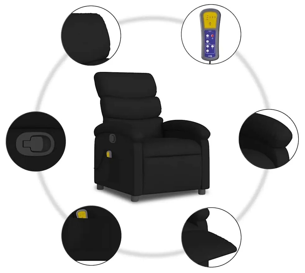 Poltrona de massagens reclinável tecido preto