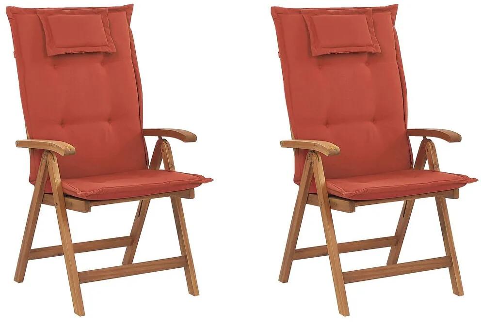 Conjunto de 2 cadeiras de jardim com almofadas terracota JAVA Beliani